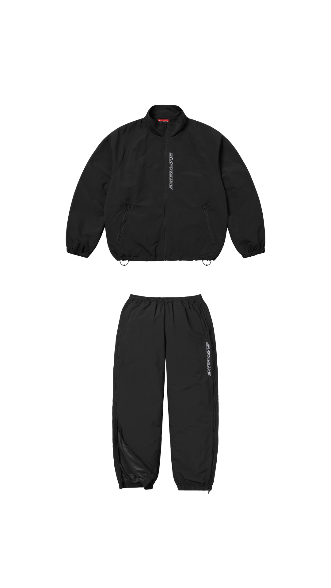 Supreme Contrast Zip Warm Up Tracksuit Black