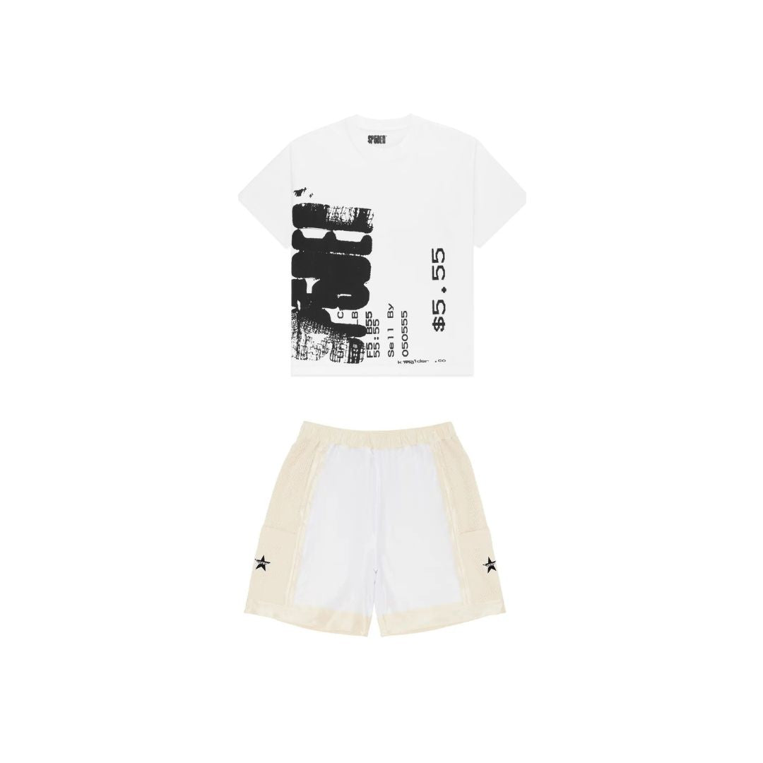 SP5DER Commerce Tee & Supreme Side Pocket Basketball Short 'White' Set