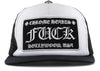 Chrome Hearts FUCK Hollywood Trucker Hat White