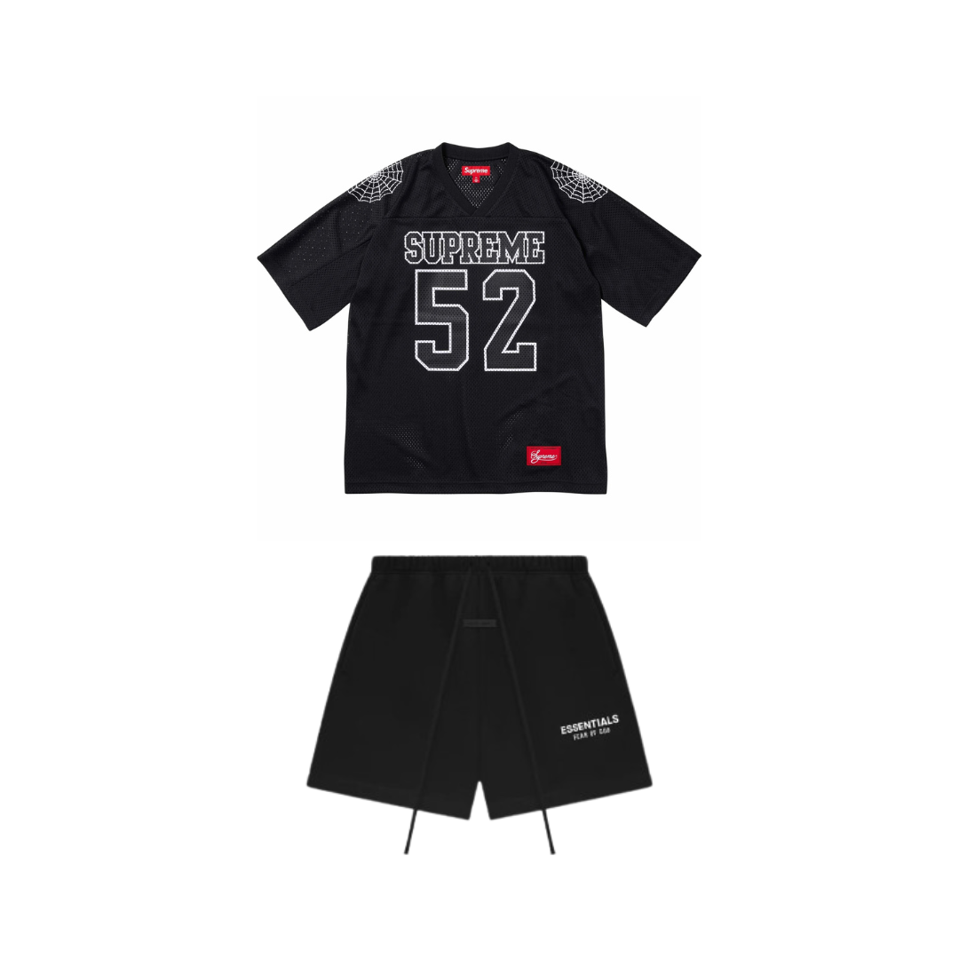 Supreme Spiderweb Jersey and FOG Essentials Short Set Black