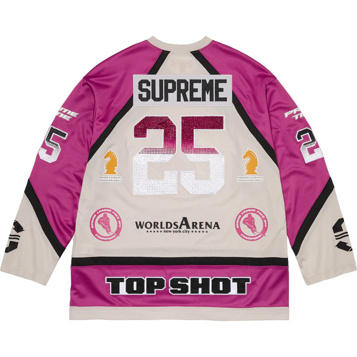 Supreme Rhinestone Hockey Jersey Light Grey