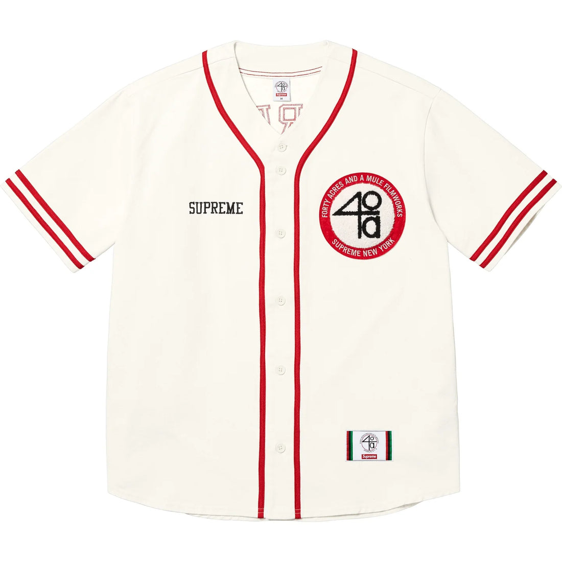 Supreme x 40 Acres Twill Baseball Jersey 'Natural'