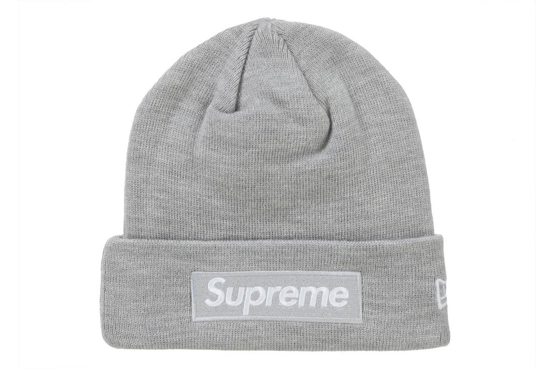 Supreme New Era Box Logo Beanie Heather Grey