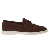 Loro Piana Summer Charms Walk Suede Chocolate Loafers