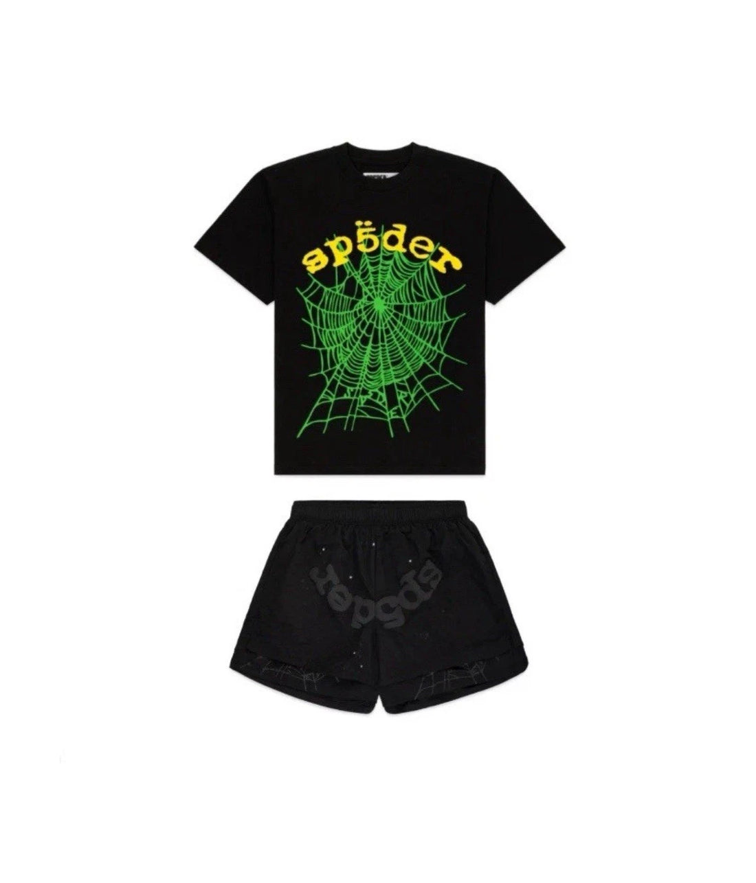 SP5DER OG Web V2 Tee & OG Web Double Layer Short Set Black