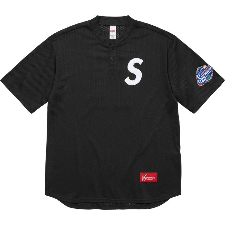Supreme S Logo Baseball Henley Jersey Black - INSTAKICKSZ LTD