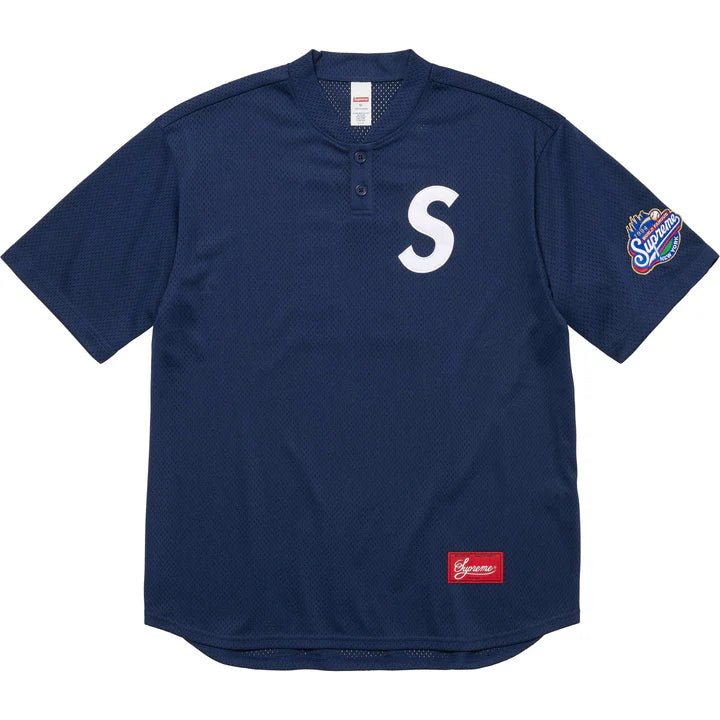 Supreme S Logo Baseball Henley Jersey Navy - INSTAKICKSZ LTD