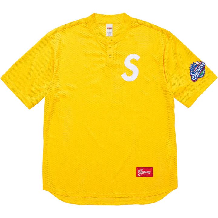 Supreme S Logo Baseball Henley Jersey Yellow - INSTAKICKSZ LTD