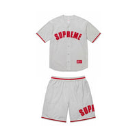 Supreme Ultrasuede Mesh Baseball Jersey and Short Set Grey BLACK FRIDAY - INSTAKICKSZ LTD