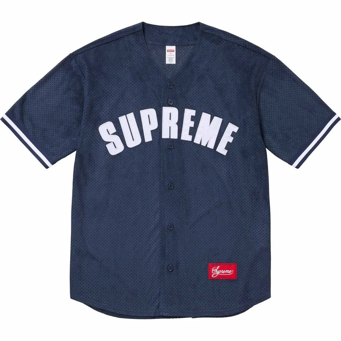 Supreme Ultrasuede Mesh Baseball Jersey Navy - INSTAKICKSZ LTD