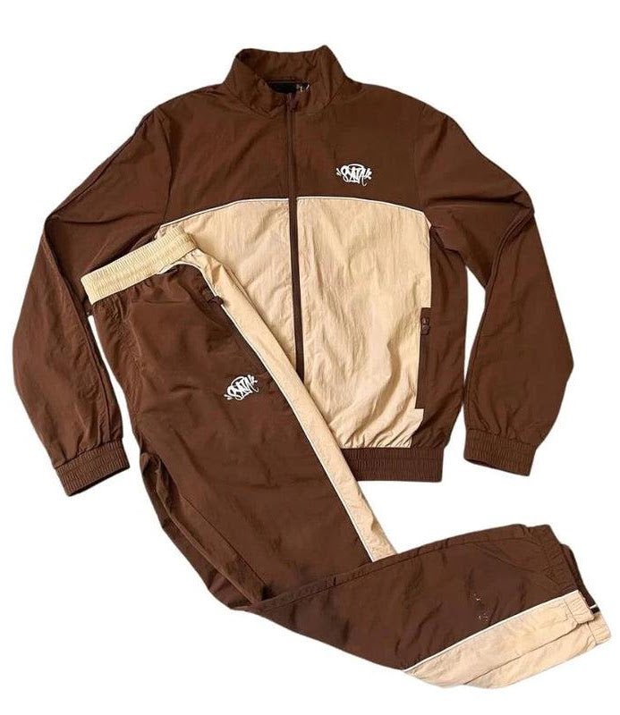 Synaworld ‘Syna Logo’ Shell Tracksuit - Brown/Beige - INSTAKICKSZ LTD