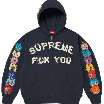 Supreme F**k You Zip Up Hooded Sweatshirt Navy