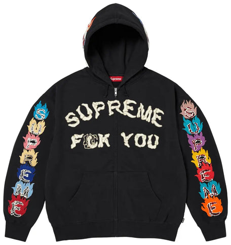 Supreme F**k You Zip Up Hooded Sweatshirt Black