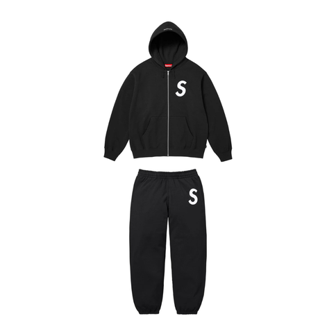 Supreme S Logo Zip Up Tracksuit Black