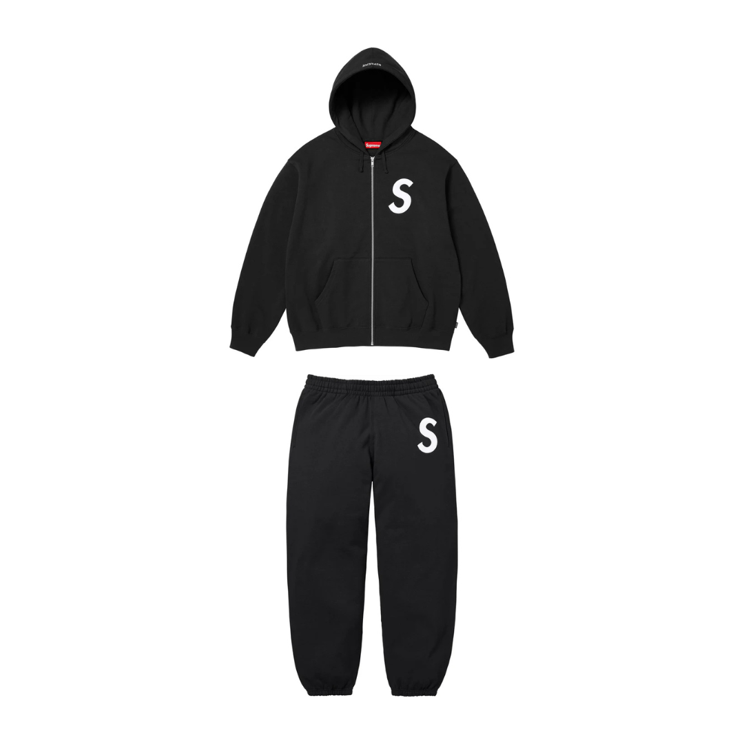 Supreme S Logo Zip Up Tracksuit Black