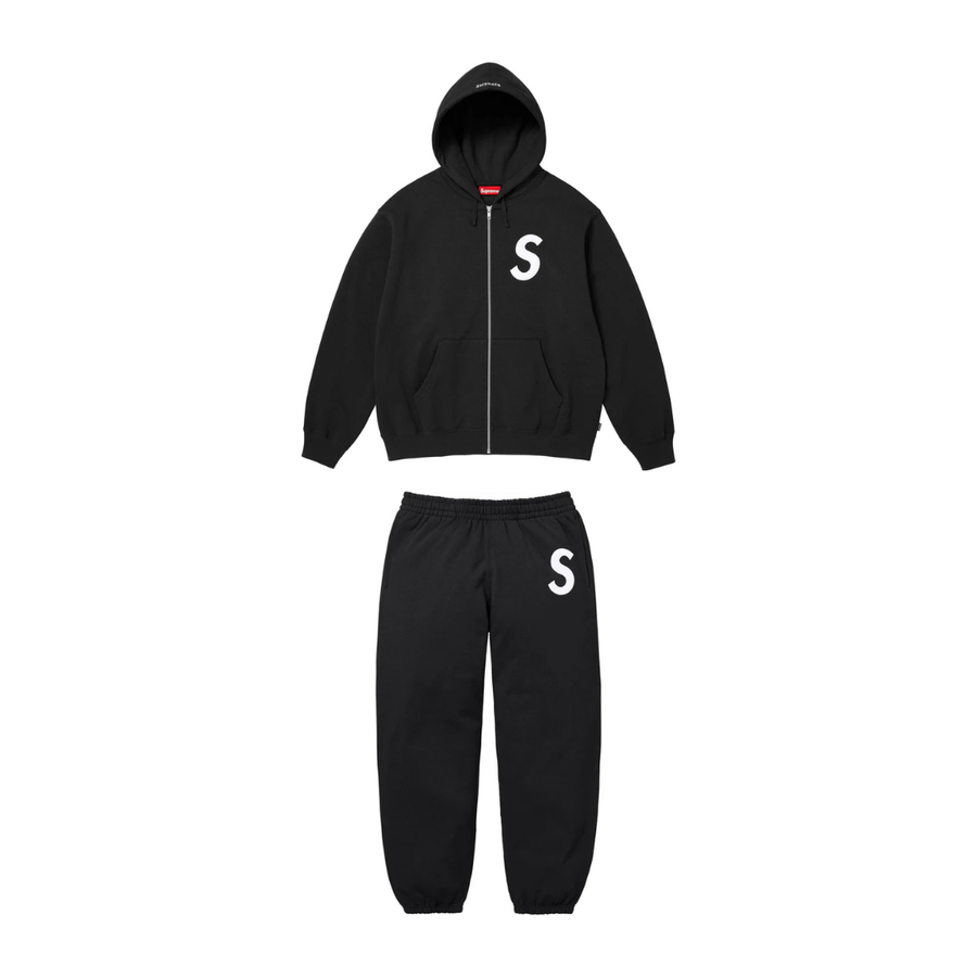 Supreme S Logo Zip Up Tracksuit Black