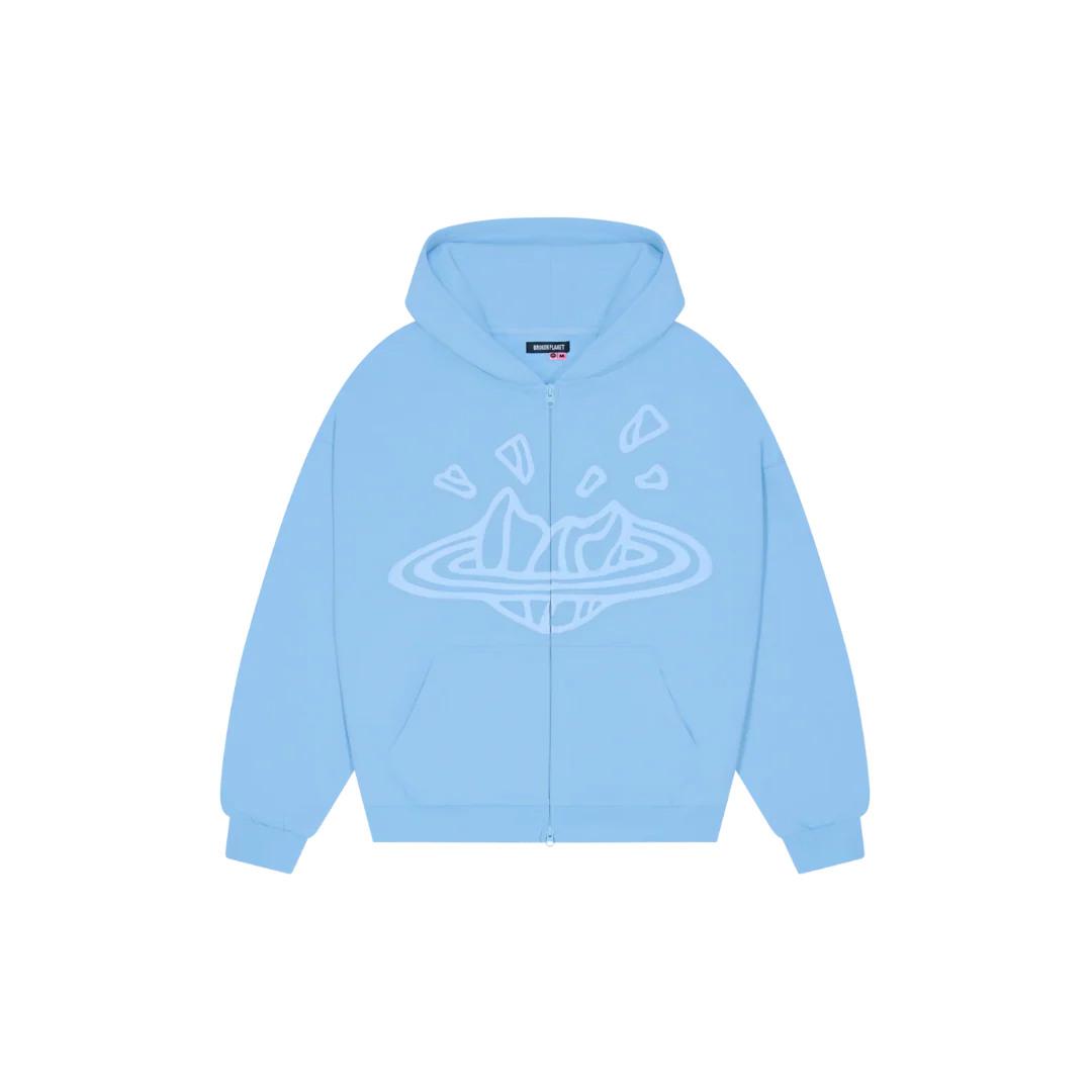 Broken Planet Market Sky Blue Zip Up Hoodie Sky Blue