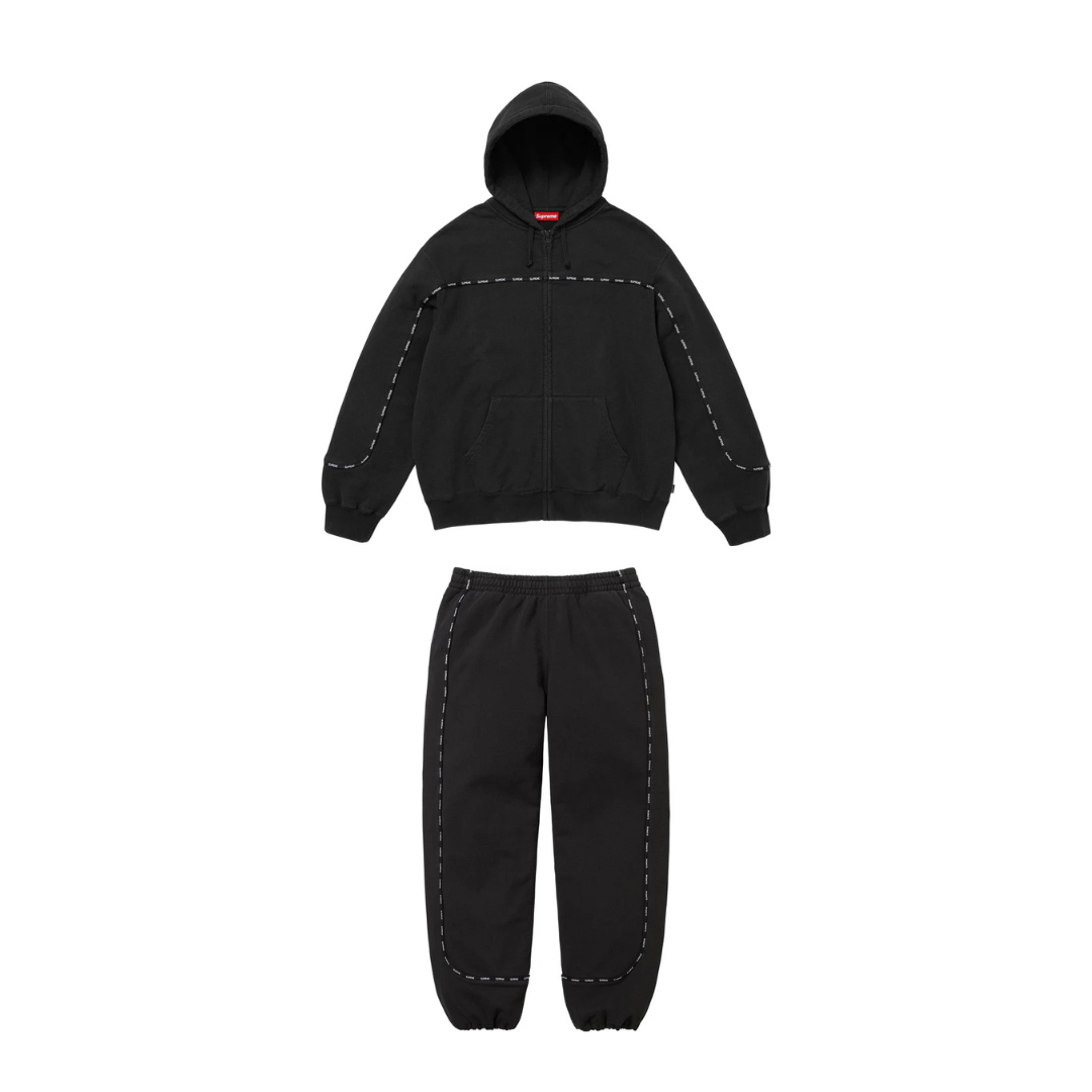 Supreme Piping Zip Up Hooded Tracksuit Black