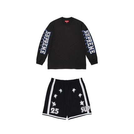 Supreme Intarsia Sleeve L/S Top Black & Black Star Shorts Set