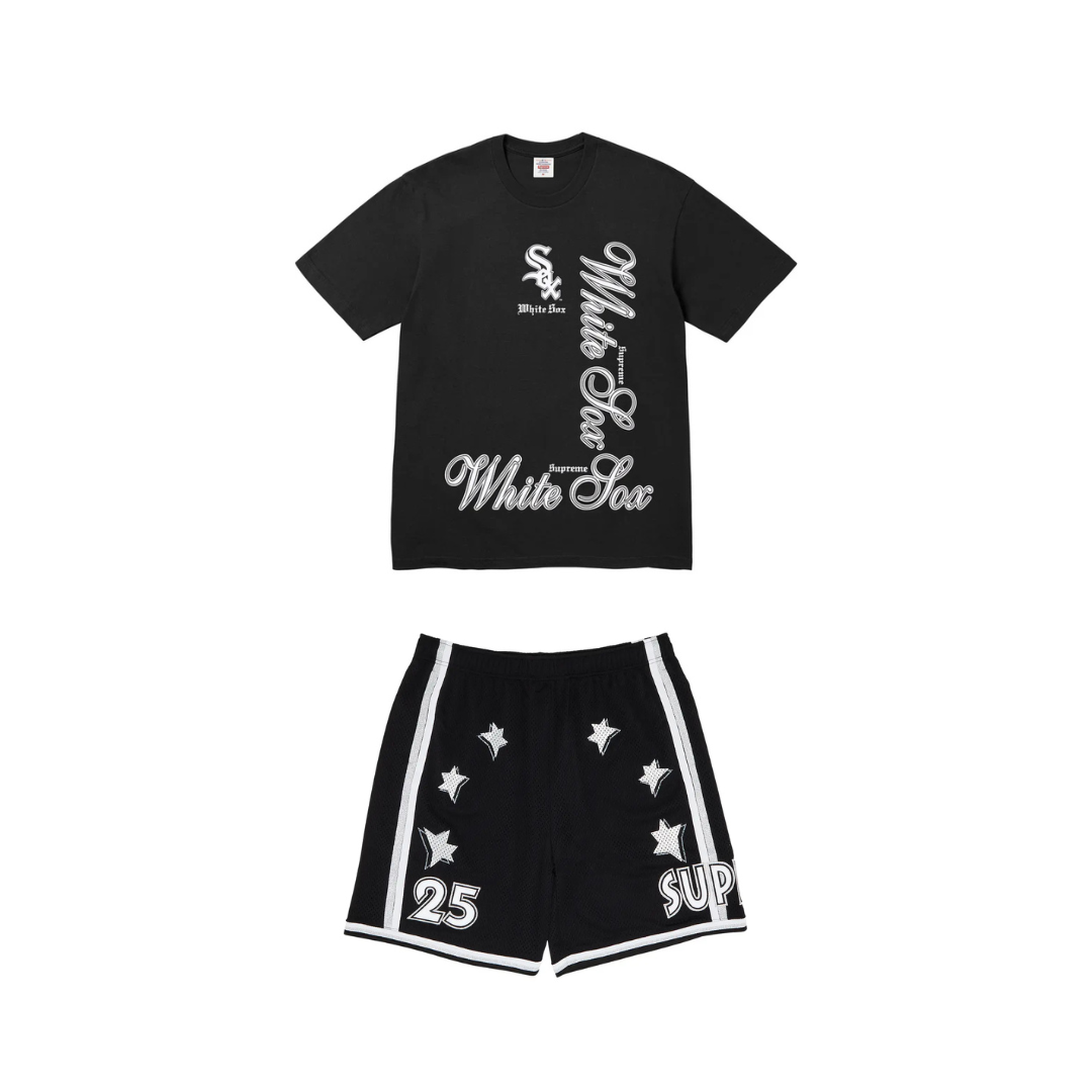 Supreme MLB Teams Tee Sox Black & Black Star Shorts Set