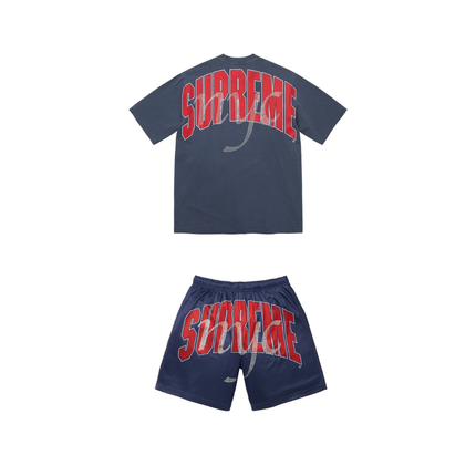 Supreme Rhinestone Mesh Short Set Navy