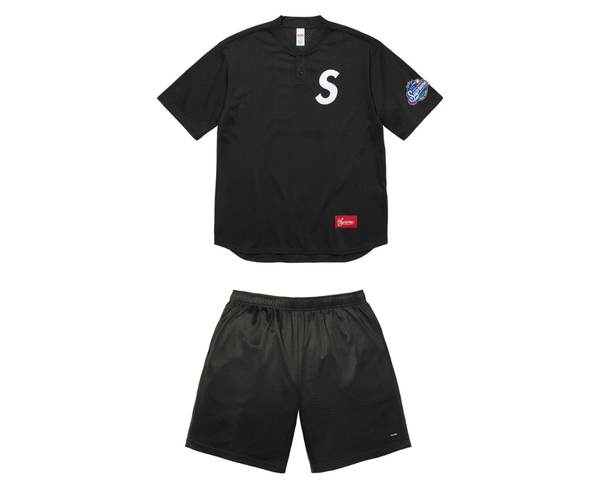 Supreme S Logo Baseball Henley Jersey and Mesh Short Set