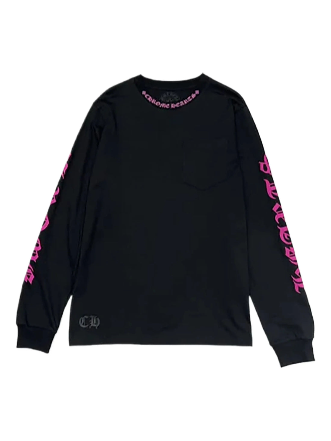 Chrome Hearts Pocket Black & Pink Neck Logo Longsleeve T-Shirt