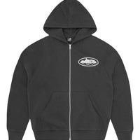 Corteiz Island Puff Print Zip Up Hoodie Black