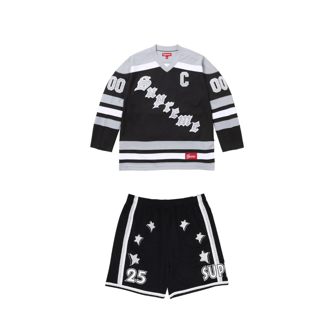 Supreme Fire & Ice Hockey Jersey Black & Black Star Shorts Set