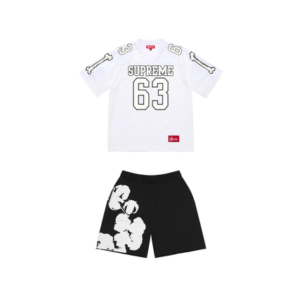 Supreme Bones Football Jersey White and Denim Tears Short Set