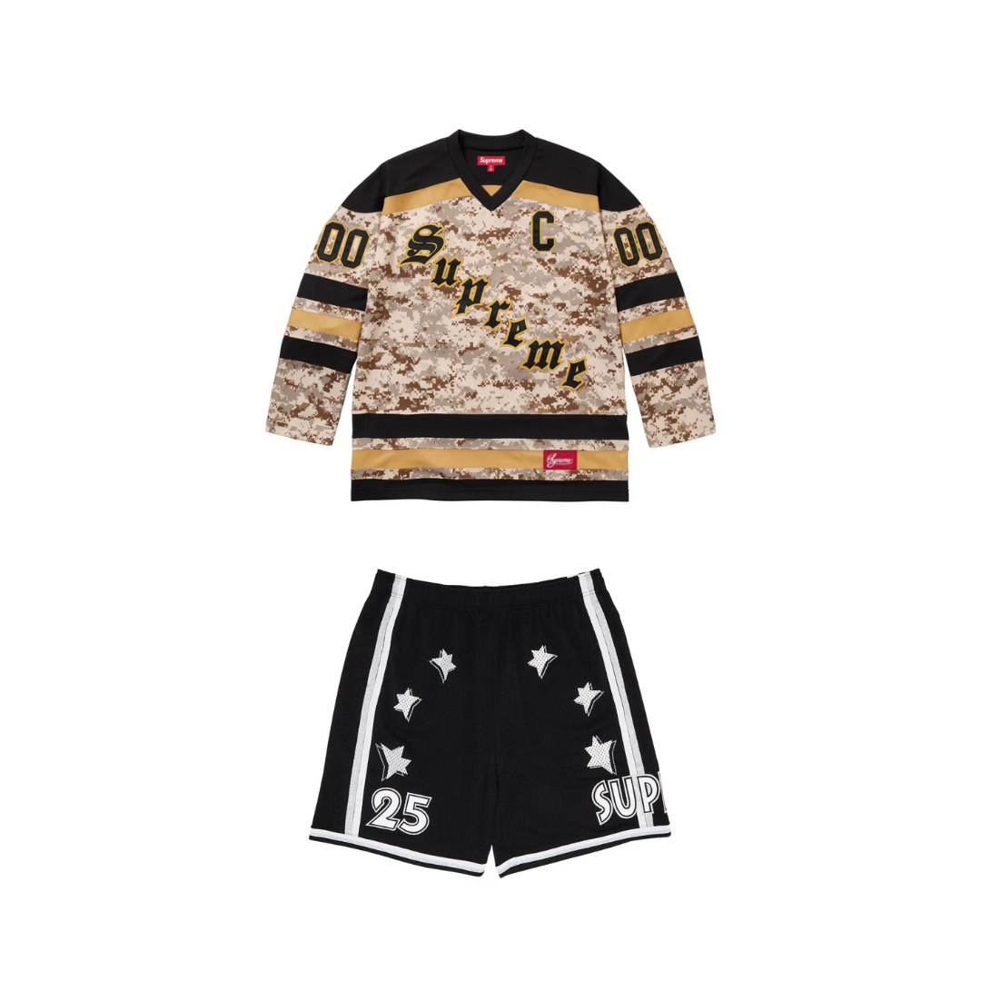 Supreme Fire & Ice Hockey Jersey Digi Camo & Black Star Shorts Set