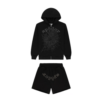 Sp5der OG Web V2 Phantom Hoodie & Short Set 'Black'