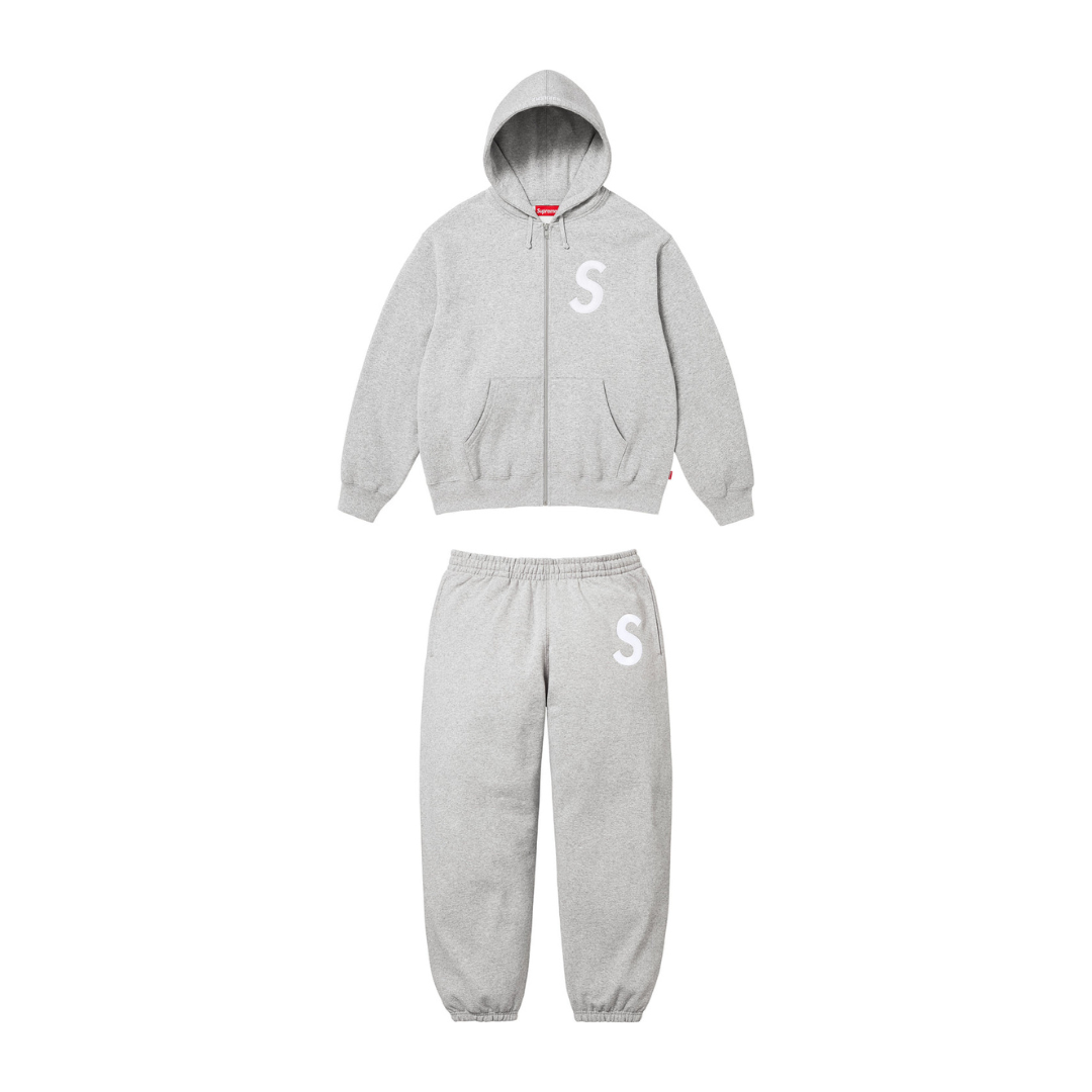 Supreme S Logo Zip Up Tracksuit Grey