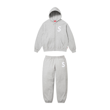 Supreme S Logo Zip Up Tracksuit Grey