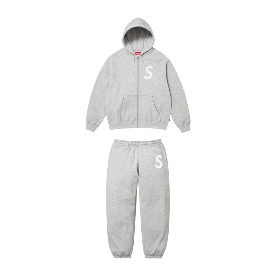 Supreme S Logo Zip Up Tracksuit Grey