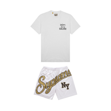 Supreme & Gallery Dept Short Set - White Big Script Shorts & Logo T-Shirt