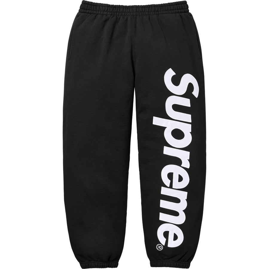 Supreme Satin Applique Hooded Sweatshirt & Sweatpant Set Black FW25