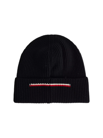 MONCLER Contrast Badge Wool Beanie