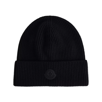 MONCLER Contrast Badge Wool Beanie