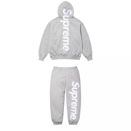 Supreme Satin Applique Hooded Sweatshirt & Sweatpant Set Grey FW25