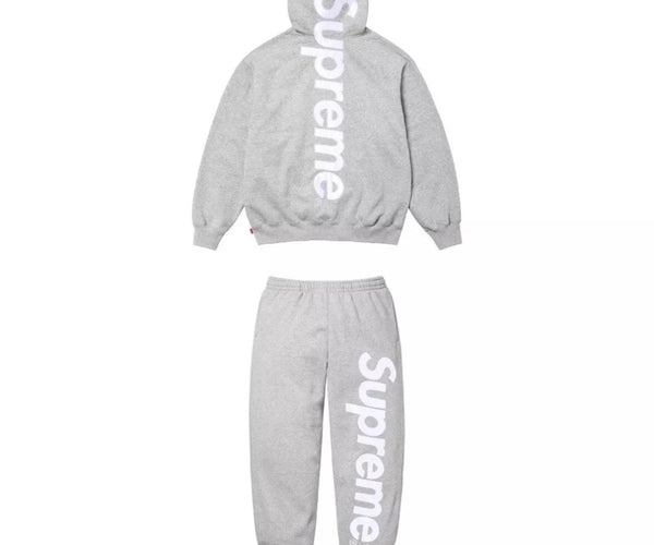 Supreme Satin Applique Hooded Sweatshirt & Sweatpant Set Grey SS26