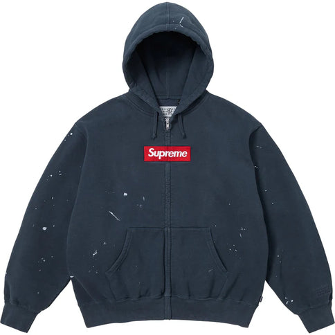 Supreme MM6 Maison Margiela Box Logo Zip Up Hooded Sweatshirt Navy