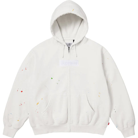 Supreme MM6 Maison Margiela Box Logo Zip Up Hooded Sweatshirt White