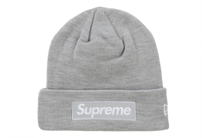 Supreme New Era Box Logo Beanie Heather Grey