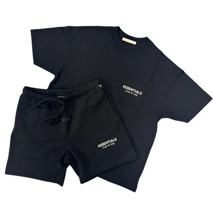 Fear of God Essentials Jet Black Short Set (SS25)