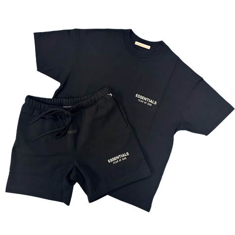 Fear of God Essentials Jet Black Short Set (SS25)