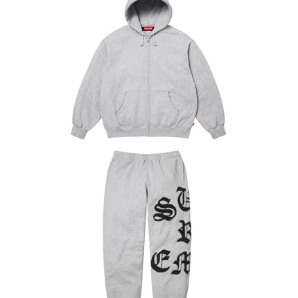 Supreme Cut Out Zip Up Hooded Tracksuit Grey