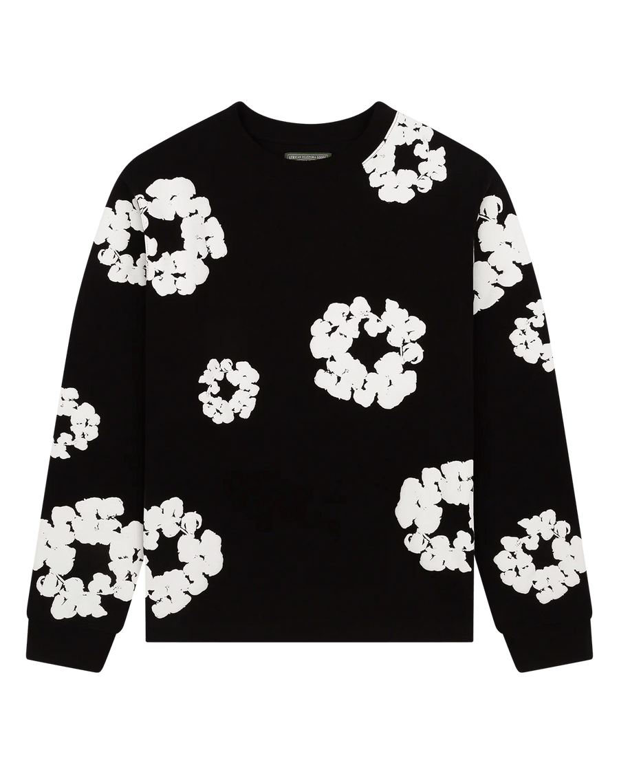 Denim Tears Long Sleeve Cotton Wreath Tee Black - INSTAKICKSZ LTD