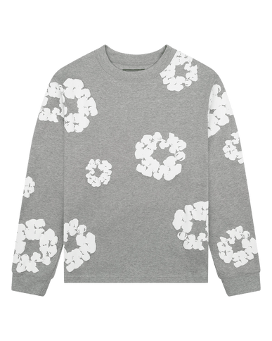 Denim Tears Long Sleeve Cotton Wreath Tee Grey - INSTAKICKSZ LTD
