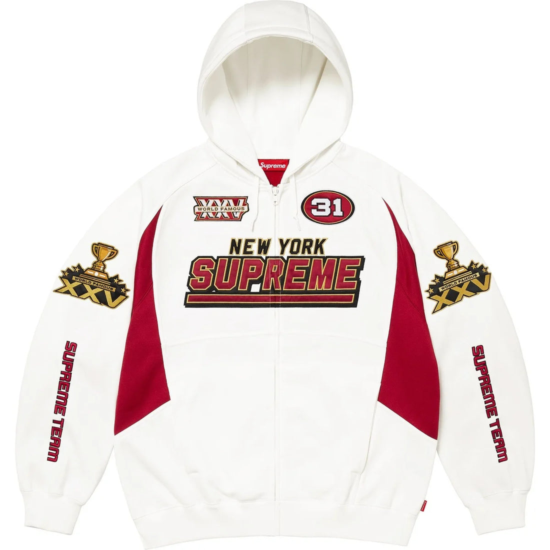 Supreme Football Zip Up Hooded Sweatshirt White